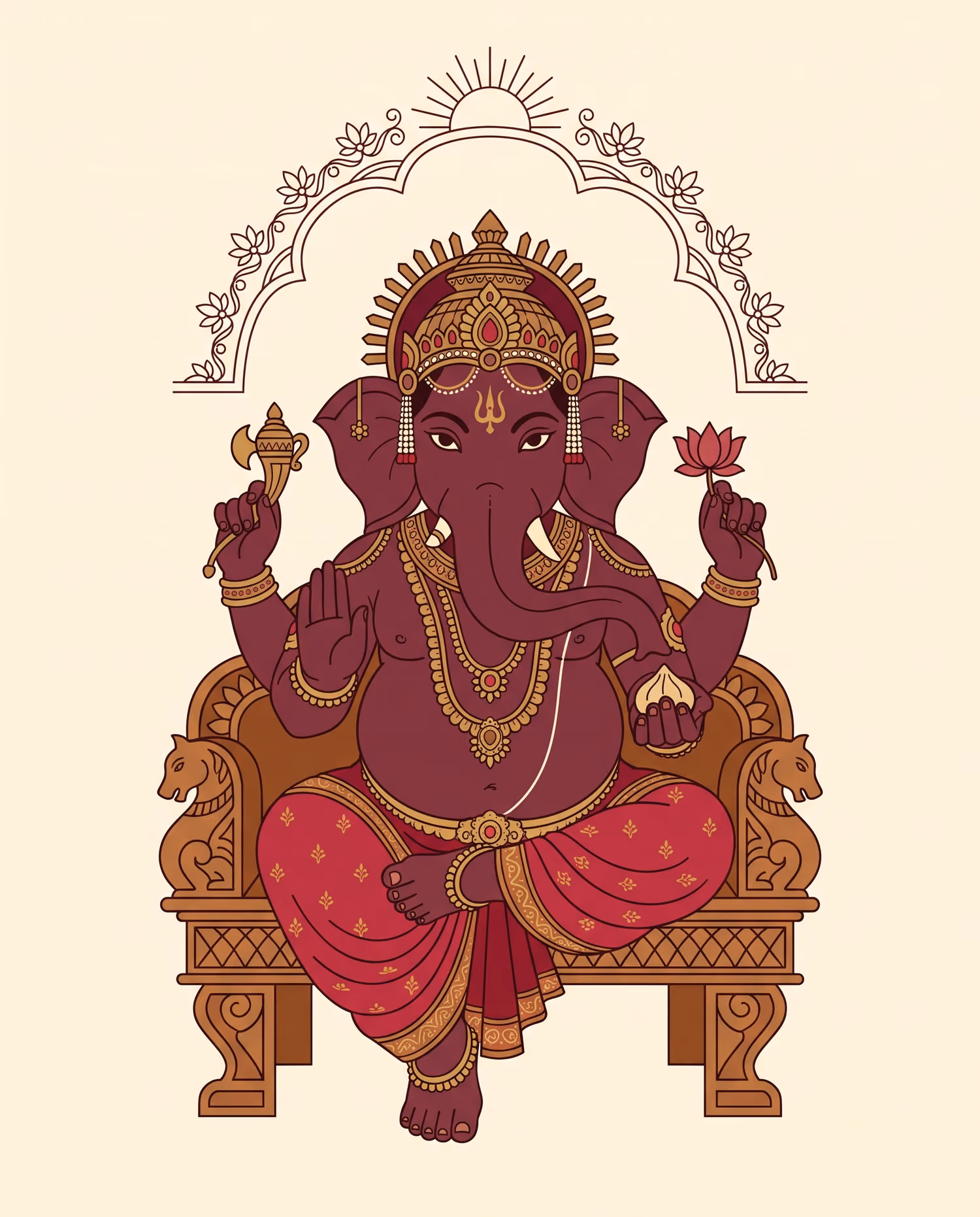 Ganesha Enthroned. Sitting · Bronze · Right trunk