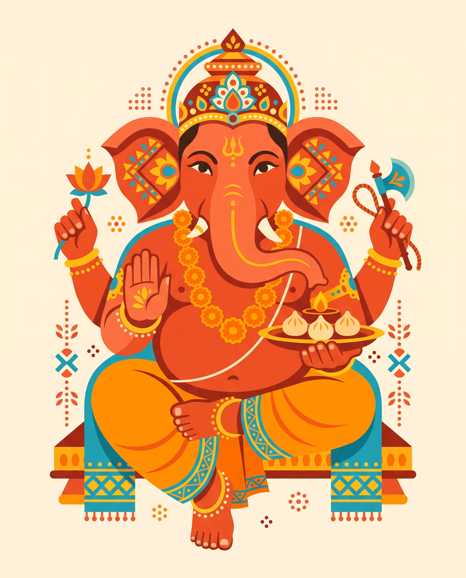 Ganesha of the Modak Plate. Sitting · Terracotta · Right trunk