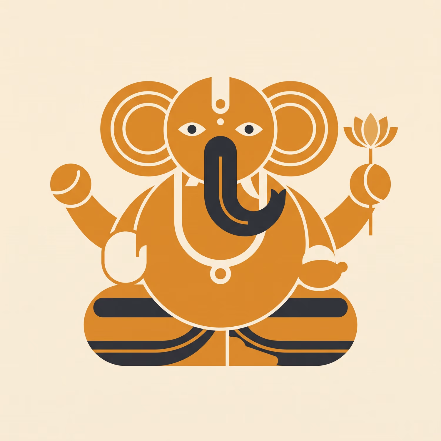 Ganesha Reduced to Circles. Overflow · Gold Leaf · Geometric trunk