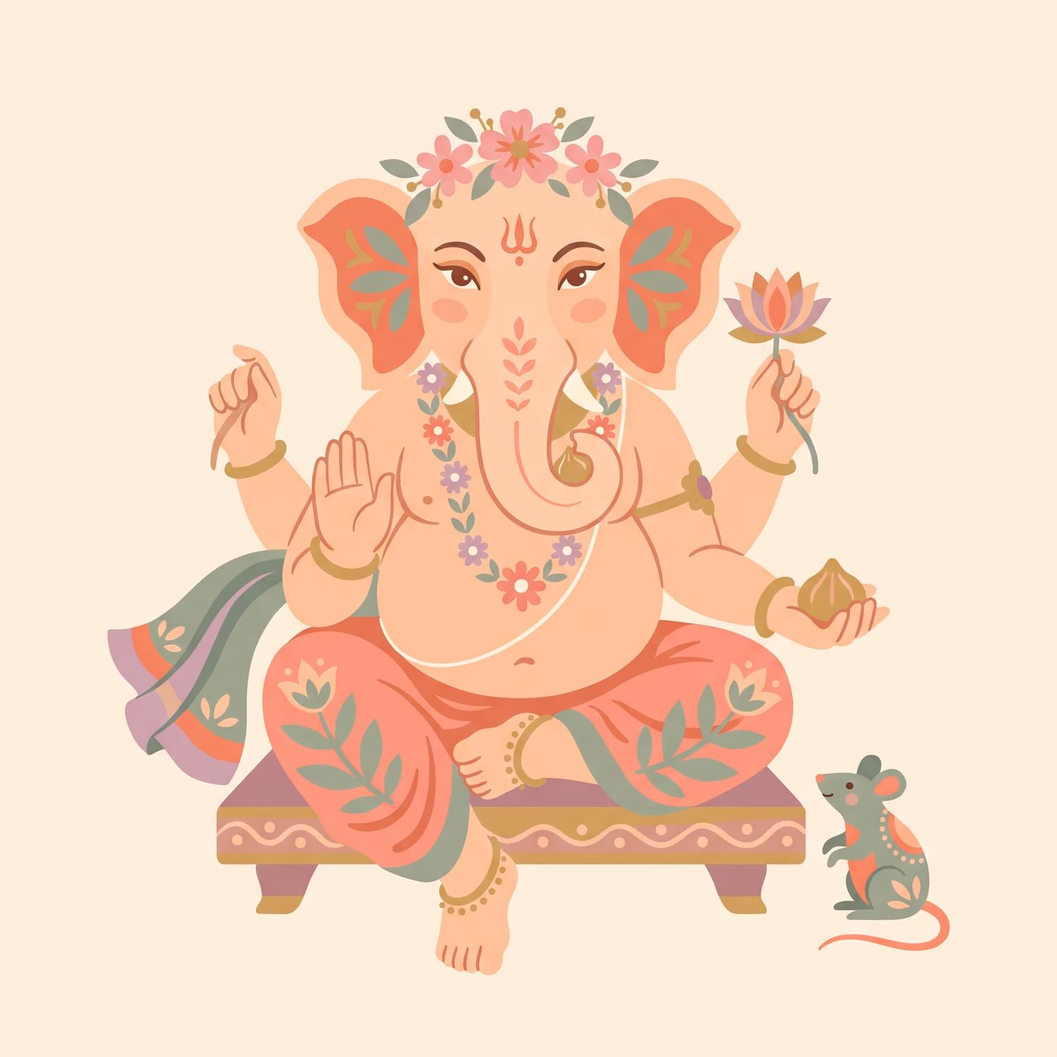 Ganesha in Blossom. Sitting · Shadu · Right trunk