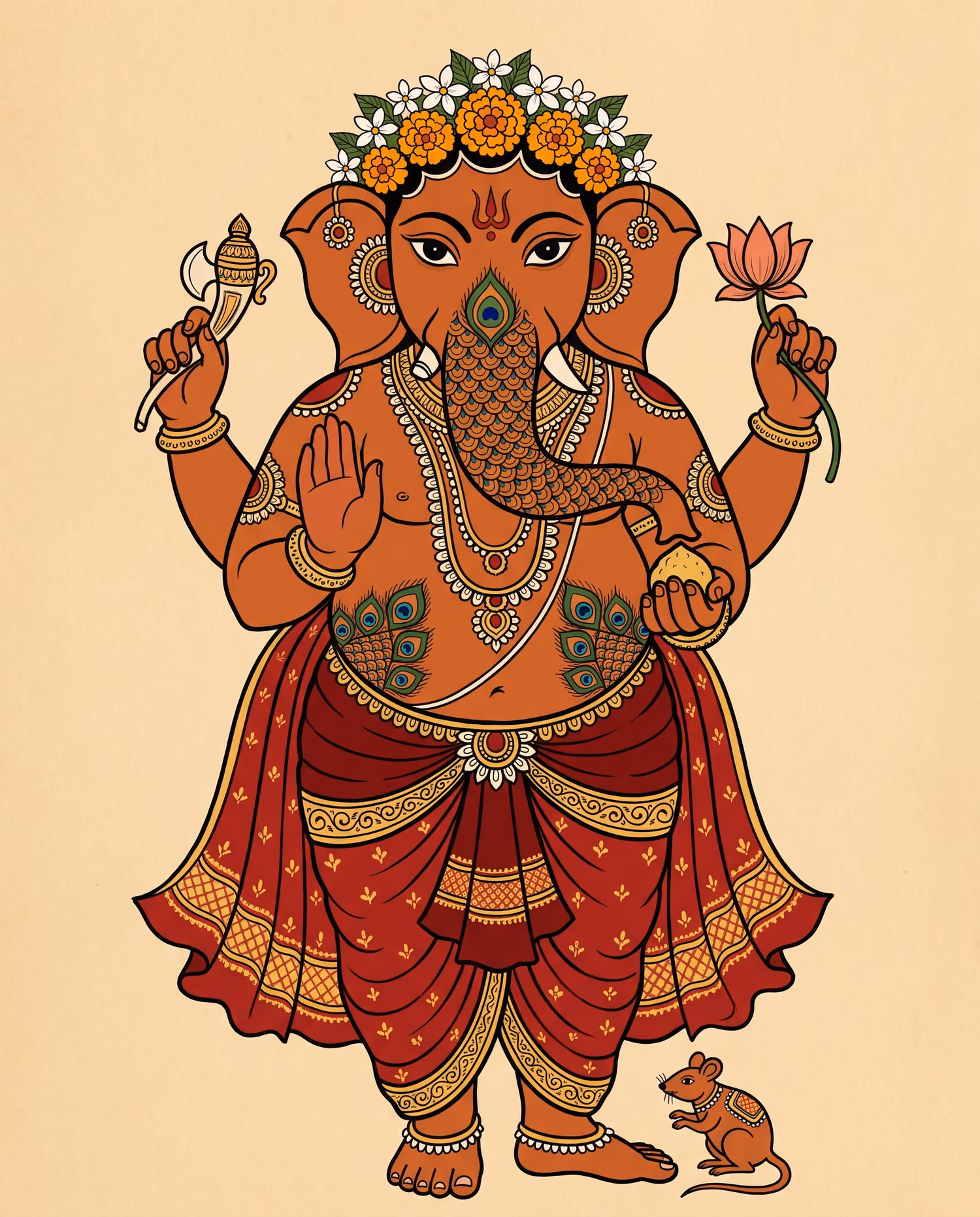 Crowned in Flowers. Standing · Terracotta · Flowing trunk