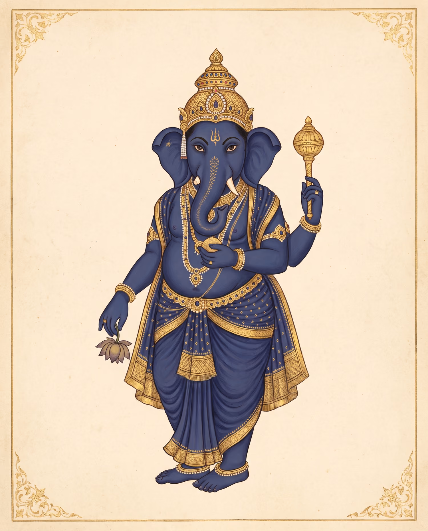 Indigo and Gold, Standing. Standing · Gold Leaf · Right trunk