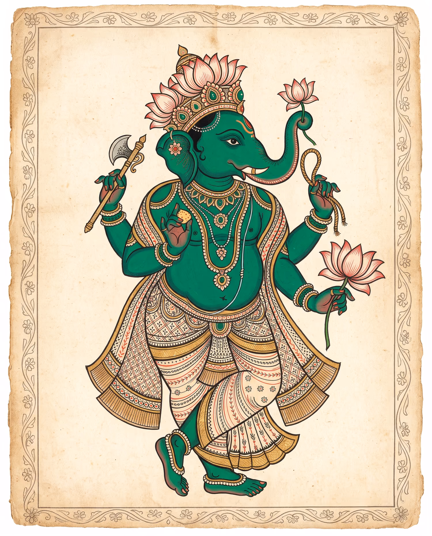 Lotus Dance, Pattachitra. Dancing · Bronze · Upward trunk