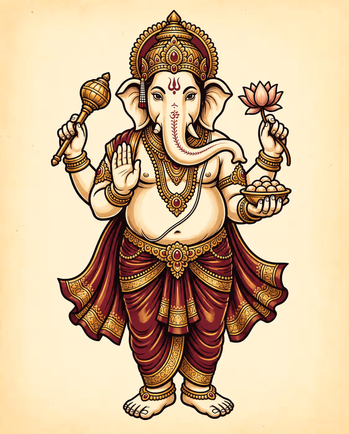 Ivory and Maroon. Standing · Shadu · Flowing trunk