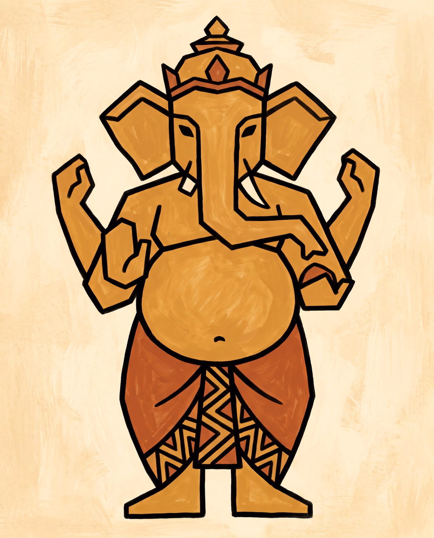 Ganesha in Straight Lines. Overflow · Wood · Geometric trunk