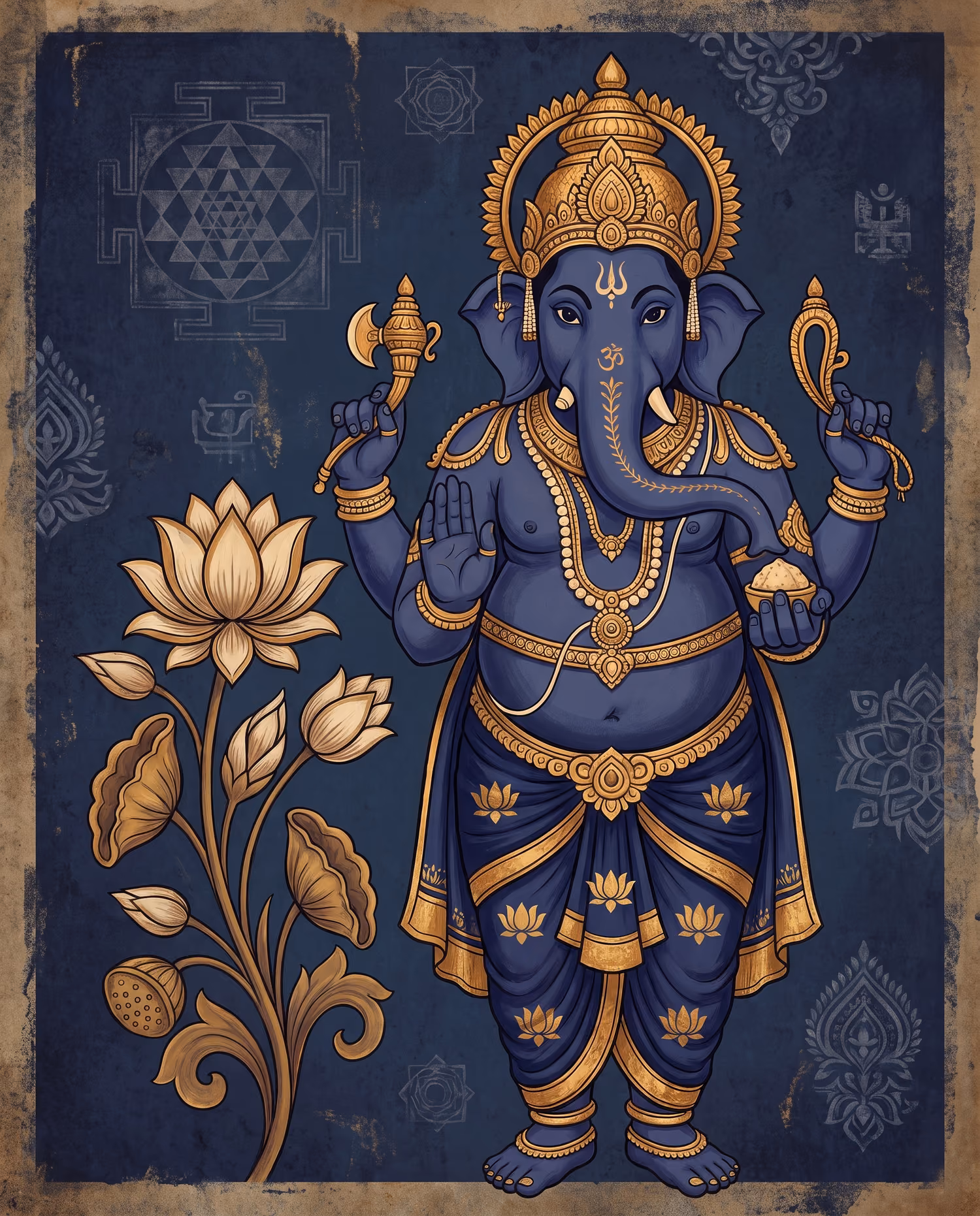 Before the Yantra. Standing · Gold Leaf · Right trunk