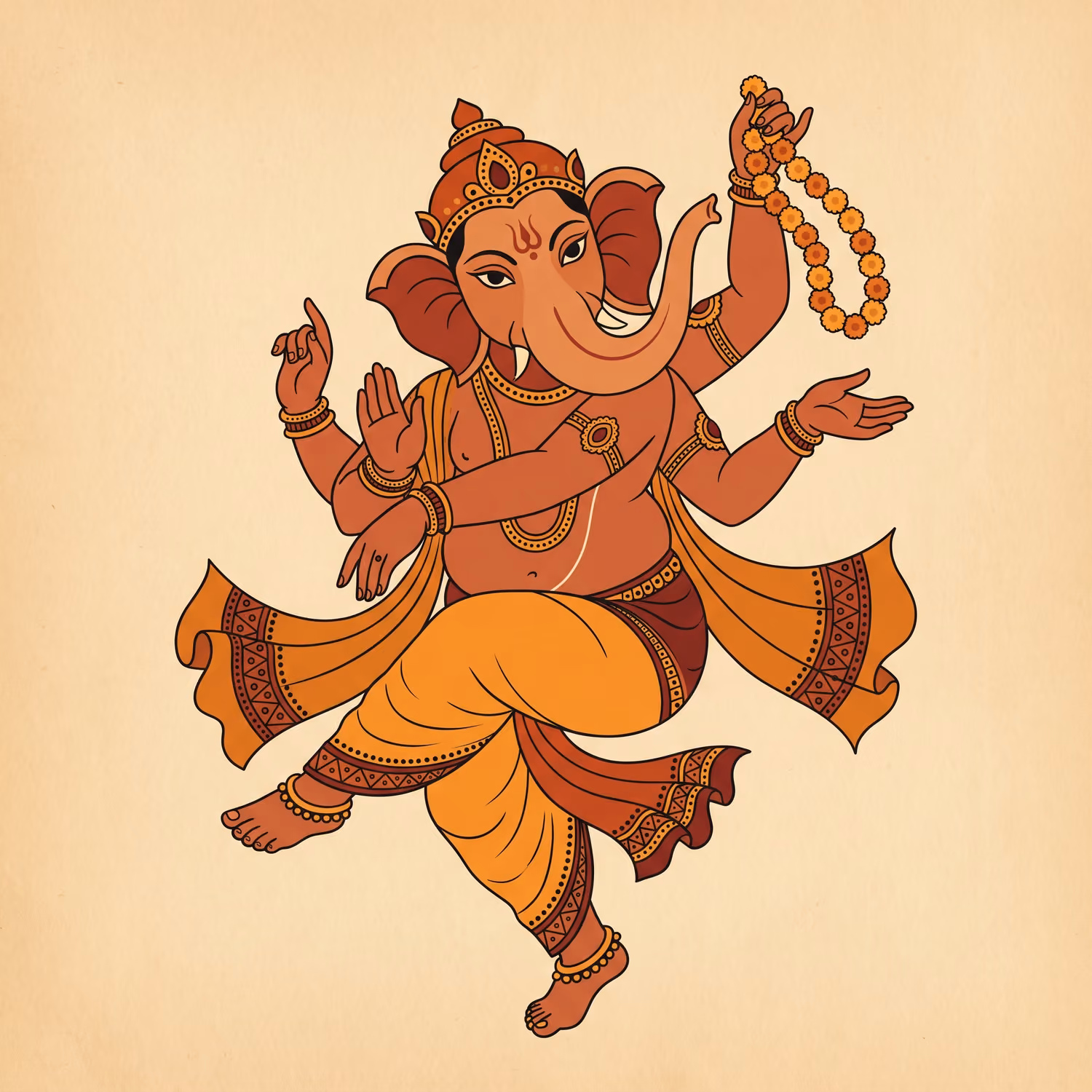 Dance with the Bead Garland. Dancing · Terracotta · Flowing trunk