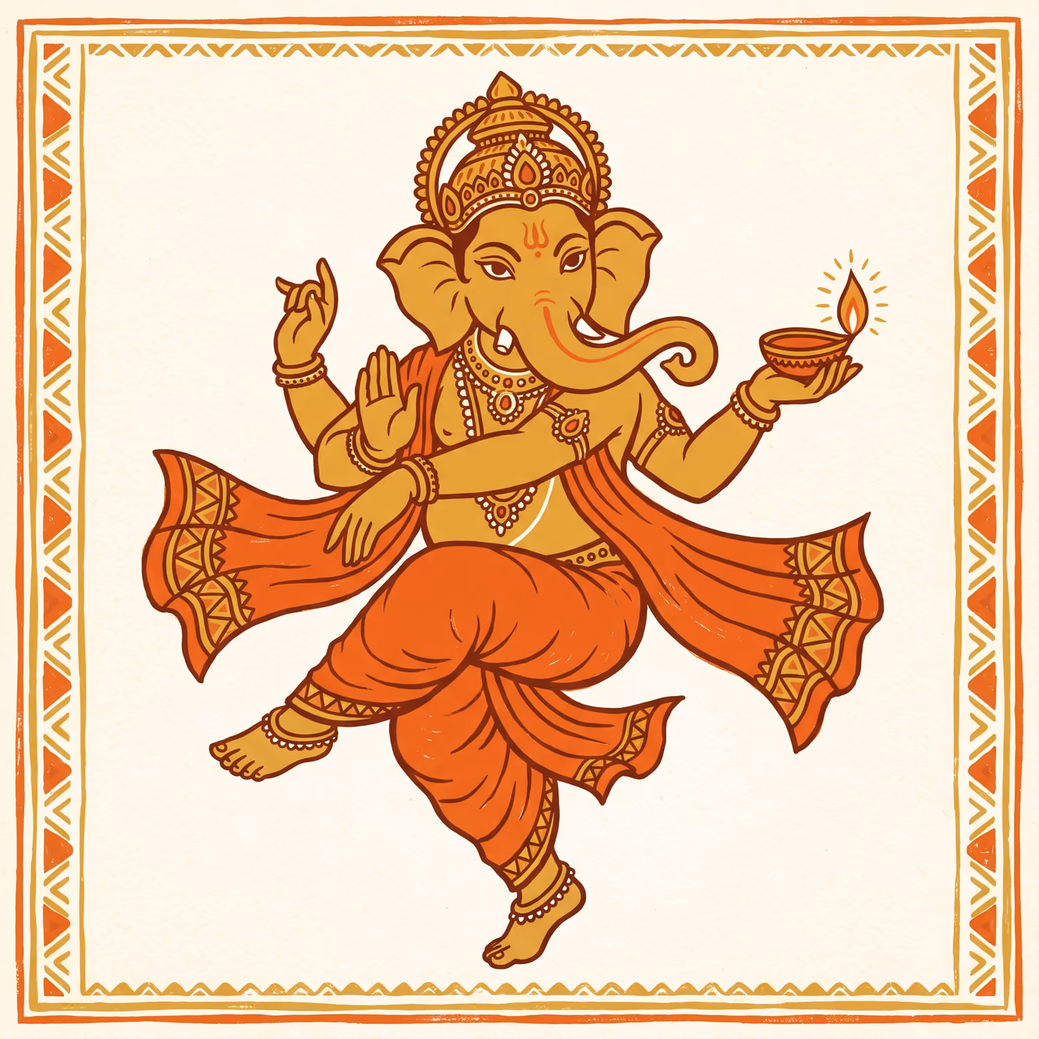 Dance by the Diya. Dancing · Terracotta · S-shaped trunk
