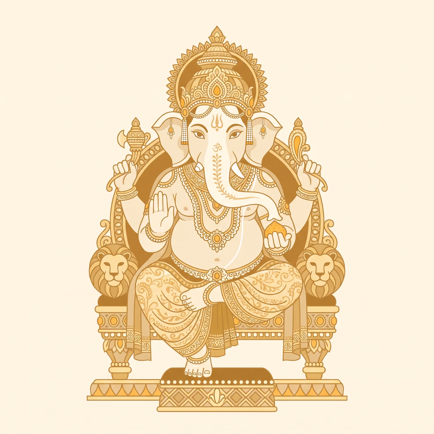 Gold Throne, Pale Ground. Sitting · Gold Leaf · S-shaped trunk
