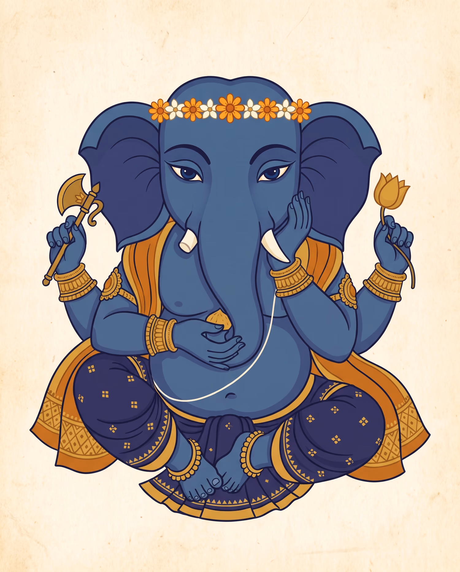 Lapis Ganesha. Sitting · Gold Leaf · Right trunk