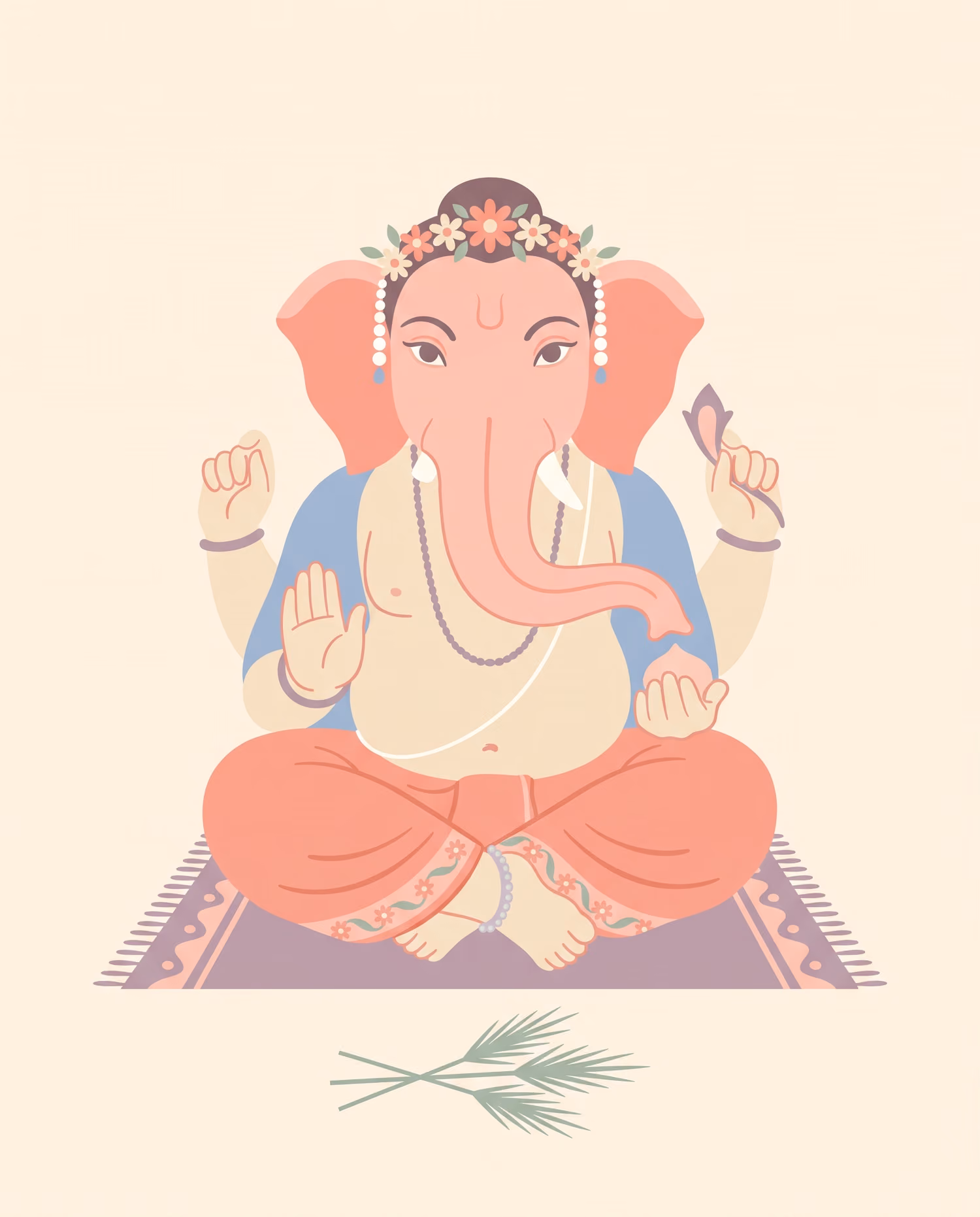 Durva on the Floor. Meditative · Shadu · S-shaped trunk